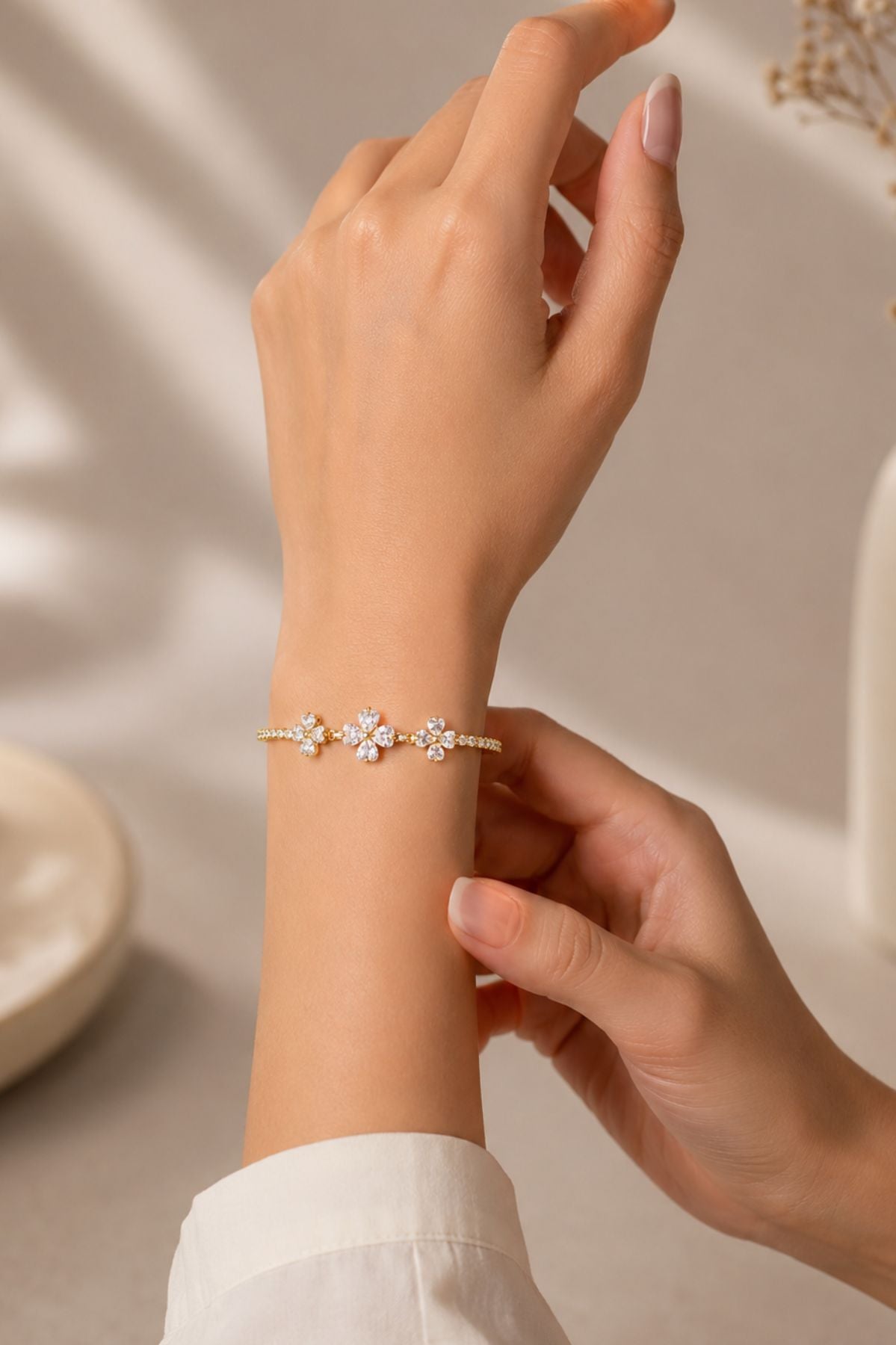 Gold-Plated Floral Design Bracelet