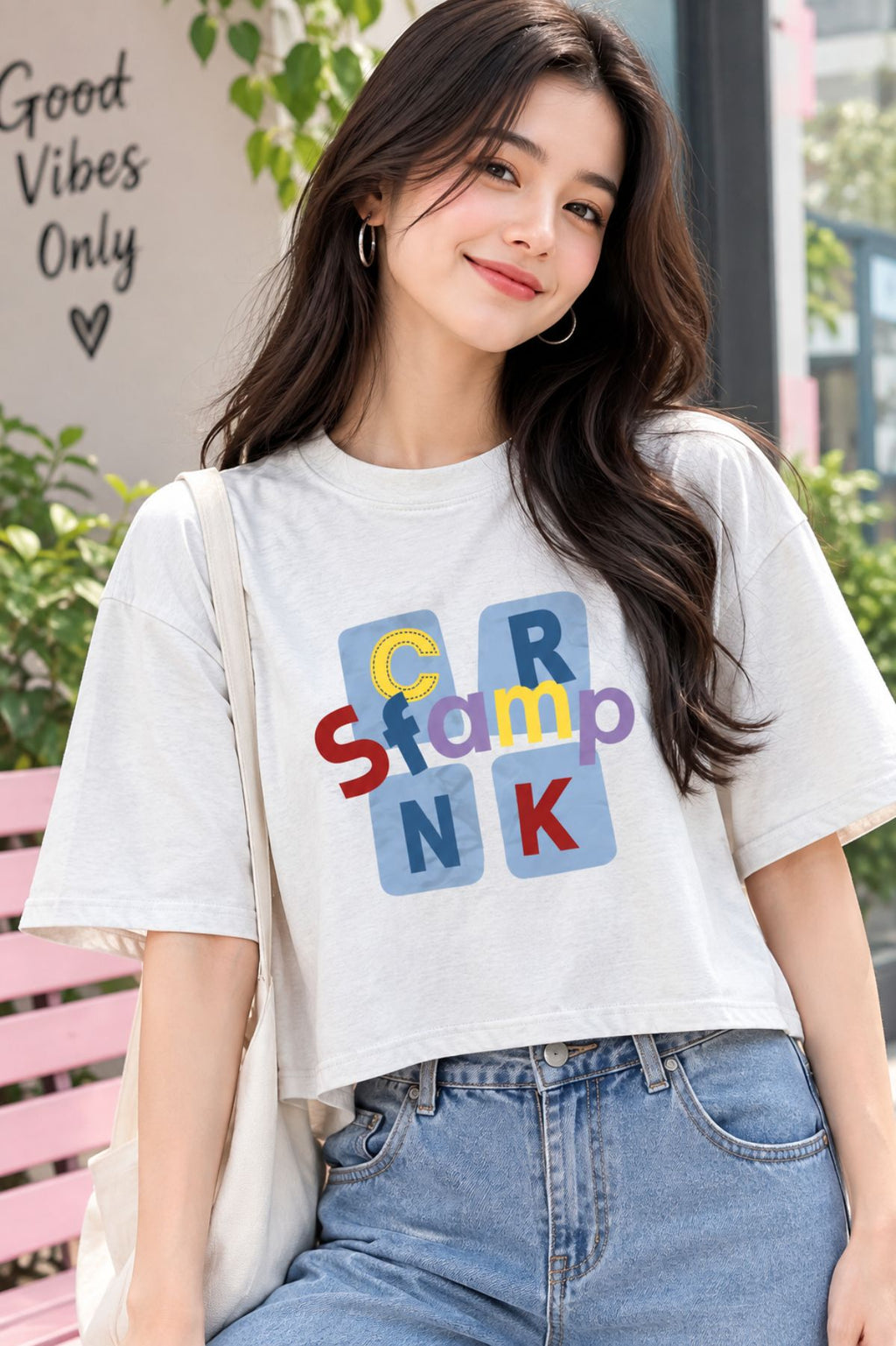 Tara White Oversized Crop T-Shirt