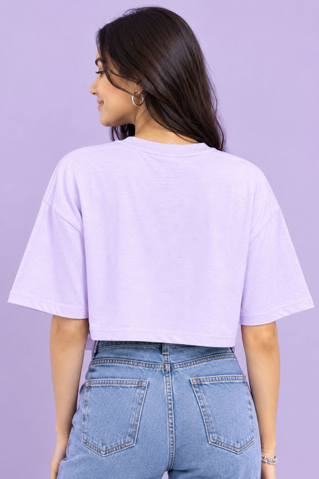 Tara Light Purple Oversized Crop T-Shirt