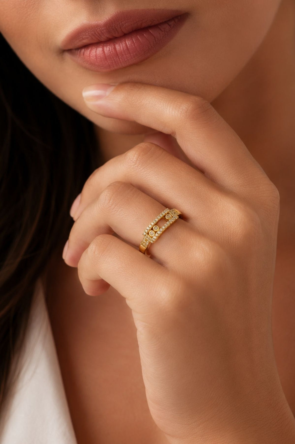 Clear Stone Accent Golden Ring