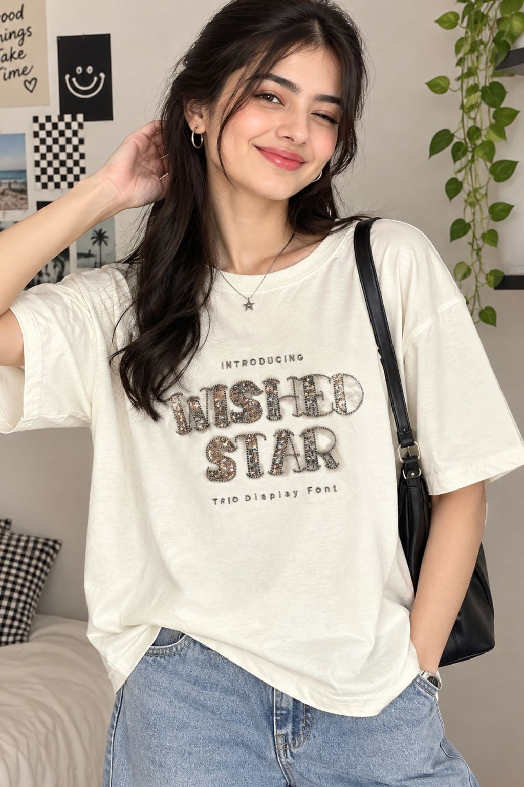 Aira White Star Print T-Shirt