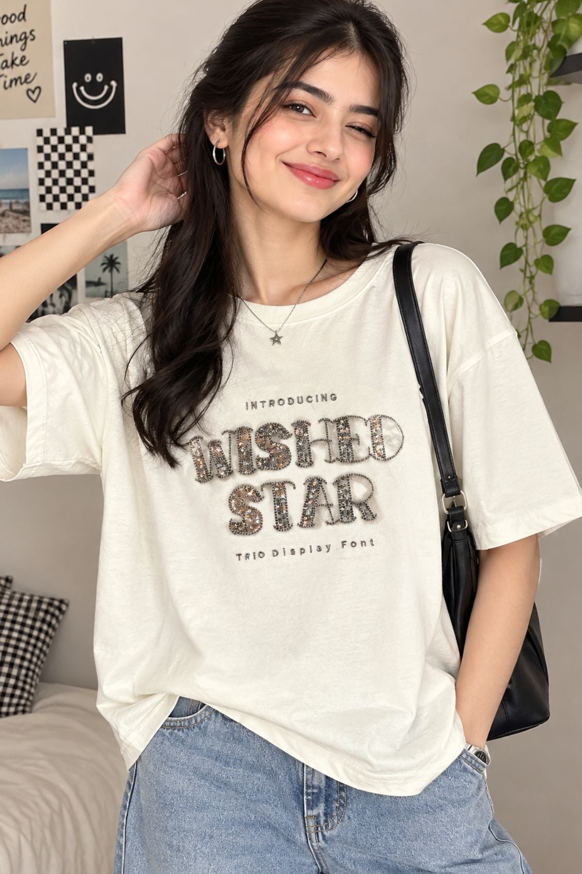 Aira White Star Print T-Shirt
