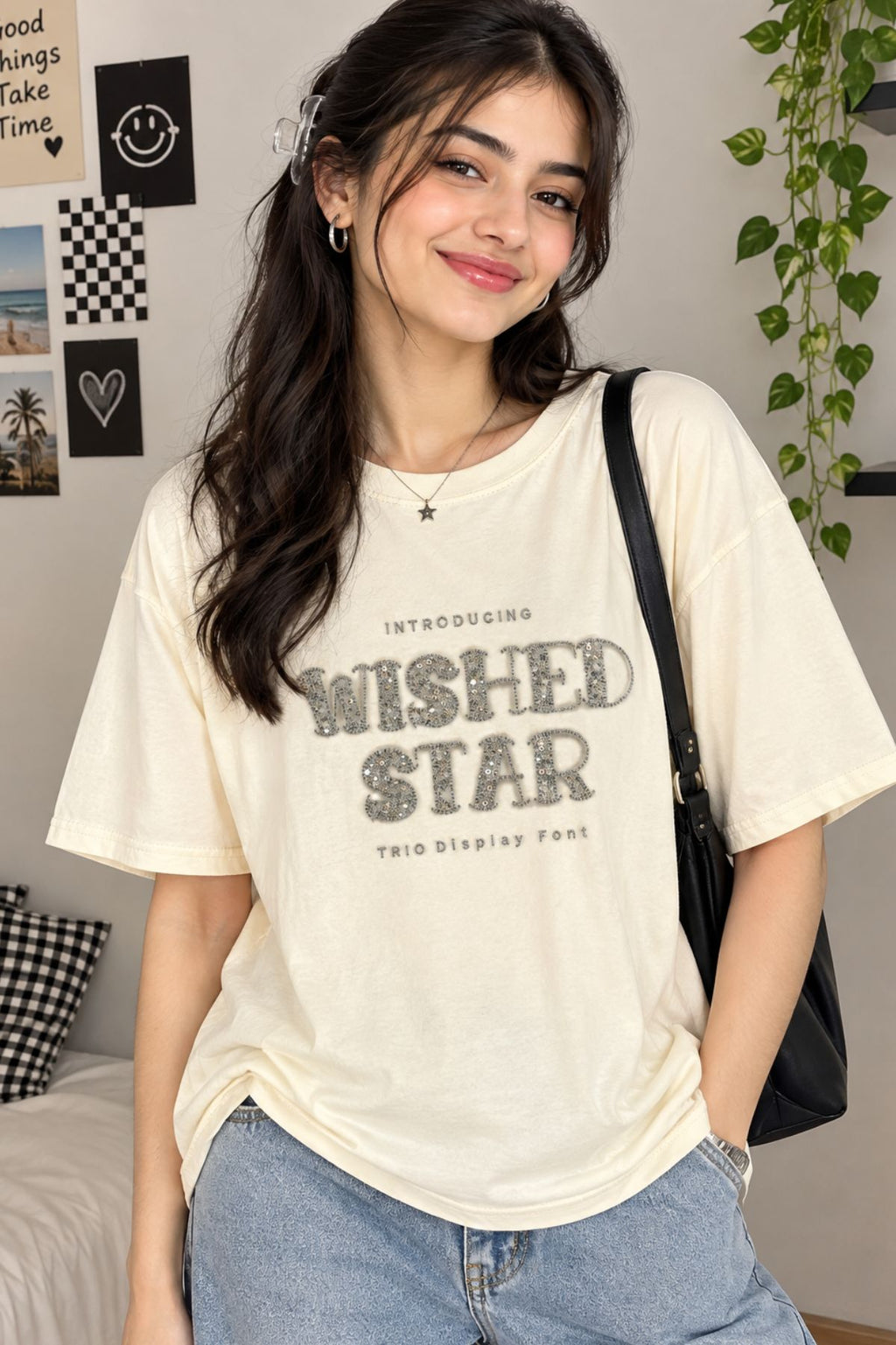 Aira Cream Star Print T-shirt