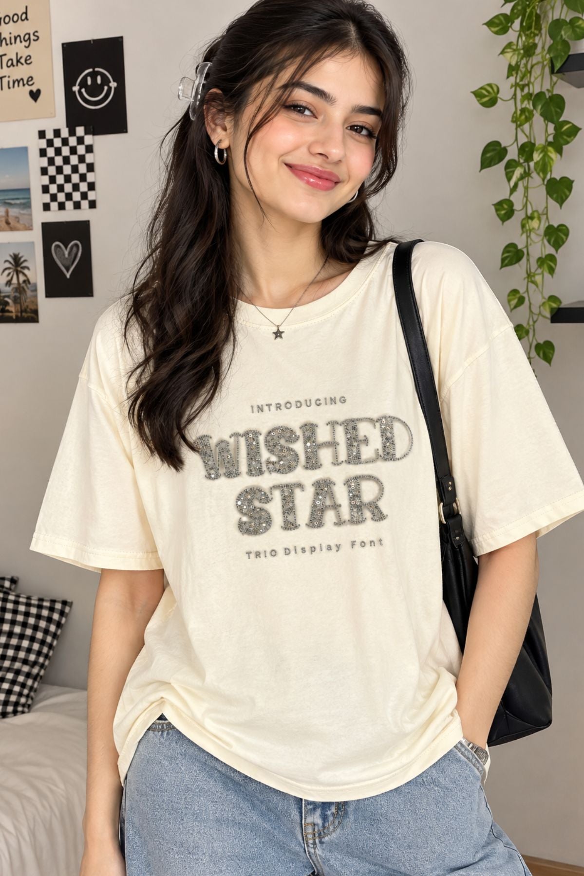 Aira Cream Star Print T-shirt