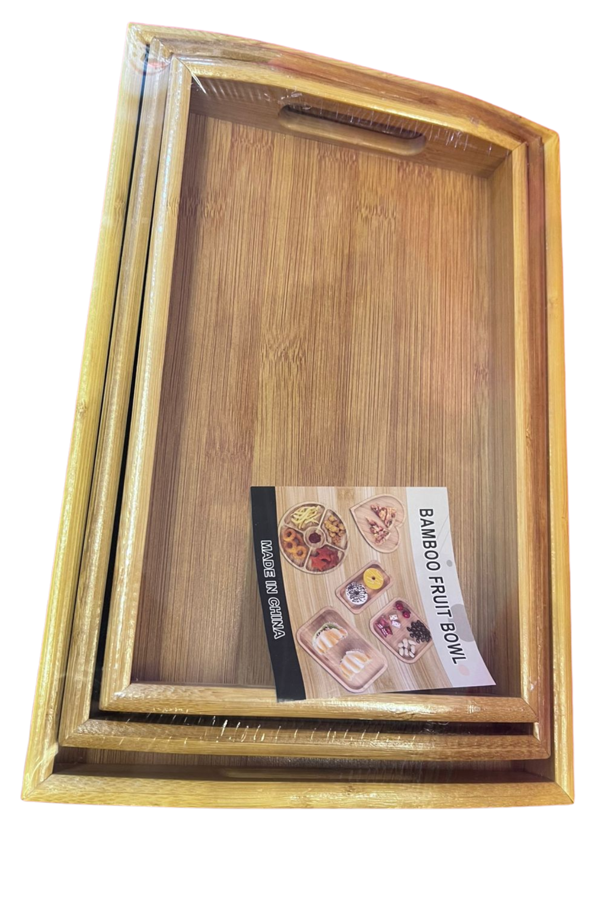 Classic Bamboo Wooden Serving Tray – Set of 3