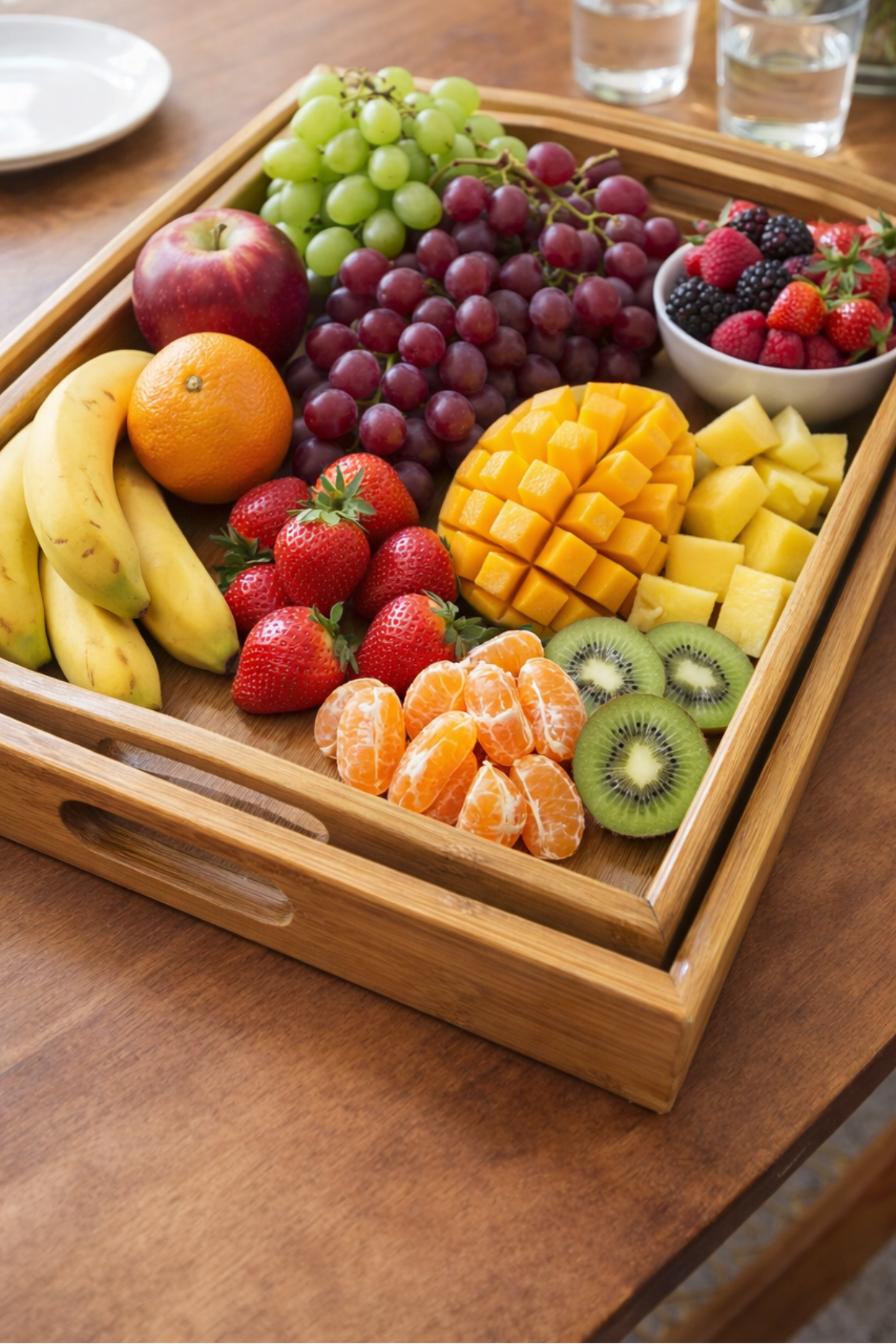 Classic Bamboo Wooden Serving Tray – Set of 3