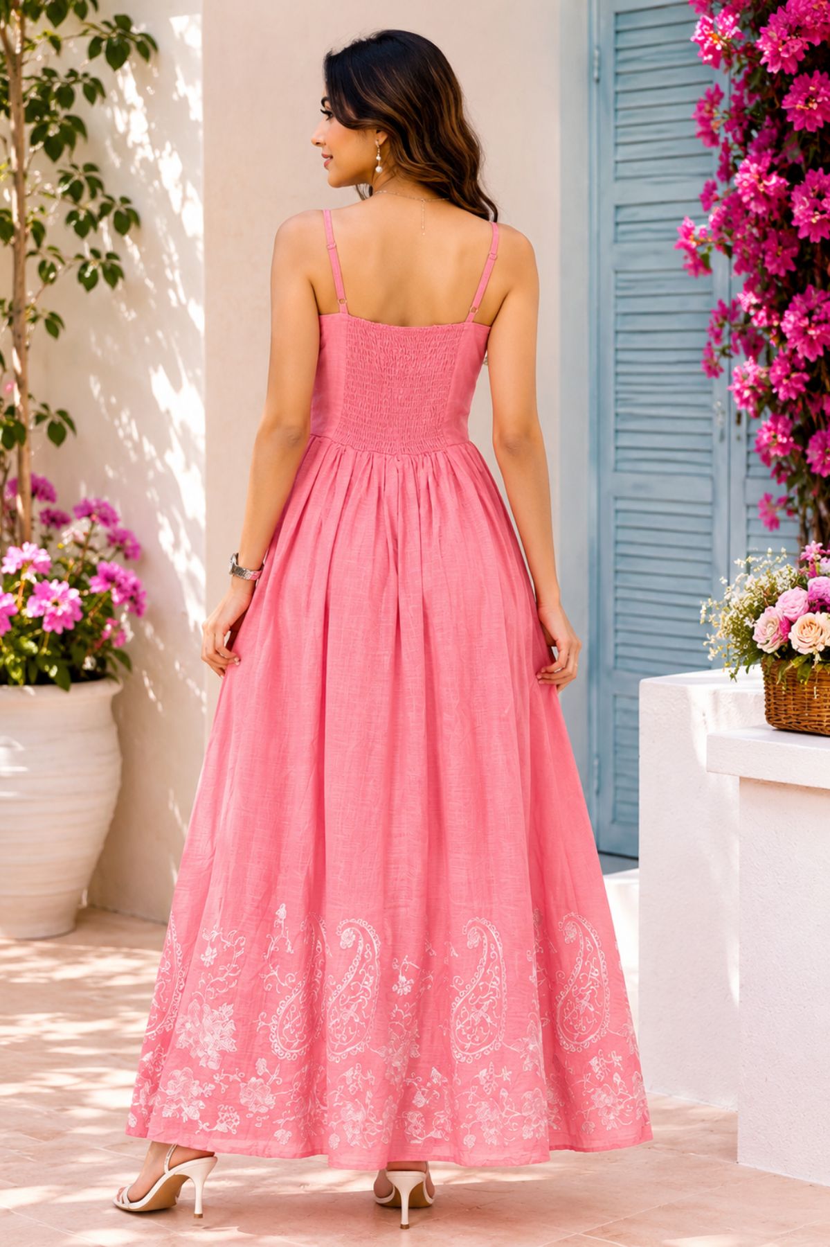 Sleeveless With Shoulder Straps Maxi Dress Pure Cotton