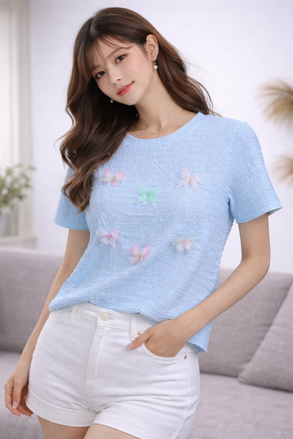 Butterfly Breeze Sky Blue Tee