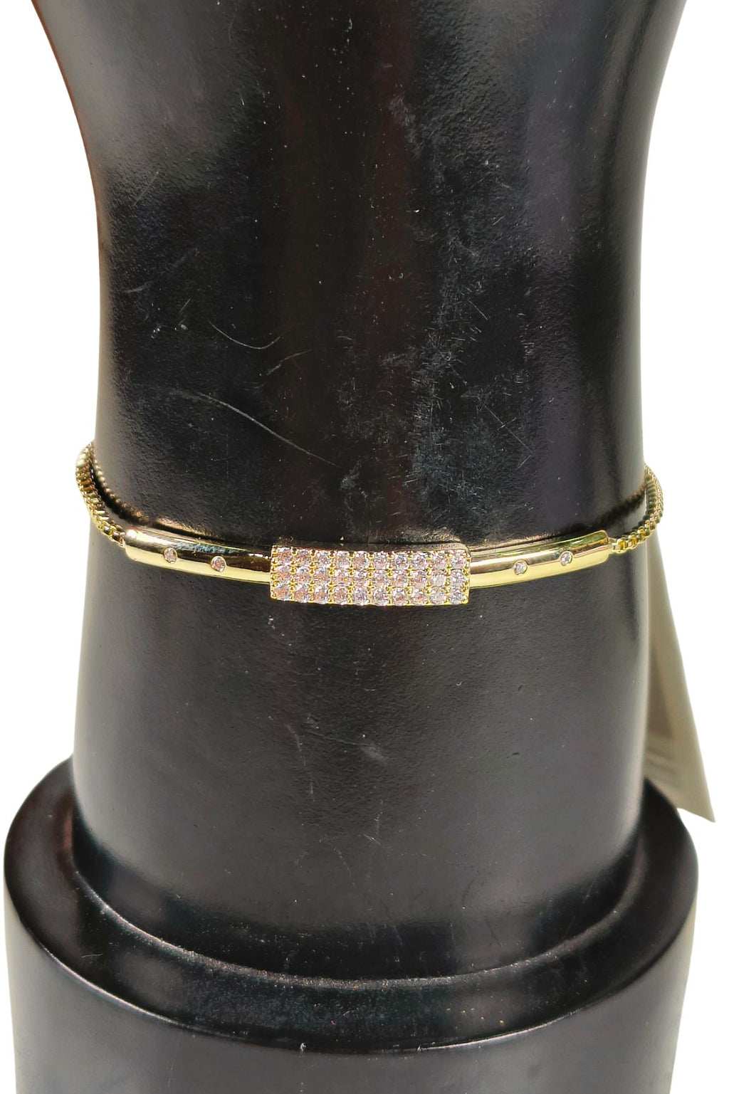 Gold-Plated Crystal-Embellished Bar Bracelet