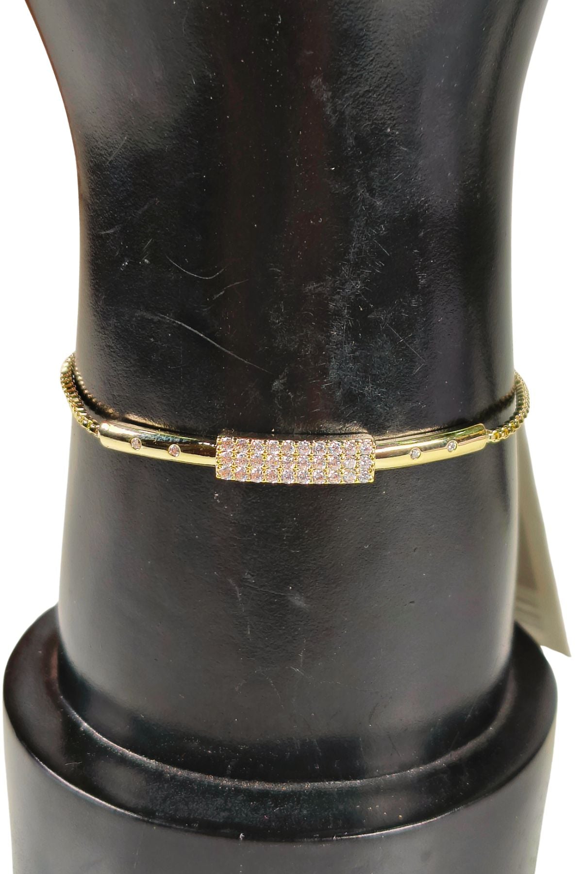 Gold-Plated Crystal-Embellished Bar Bracelet