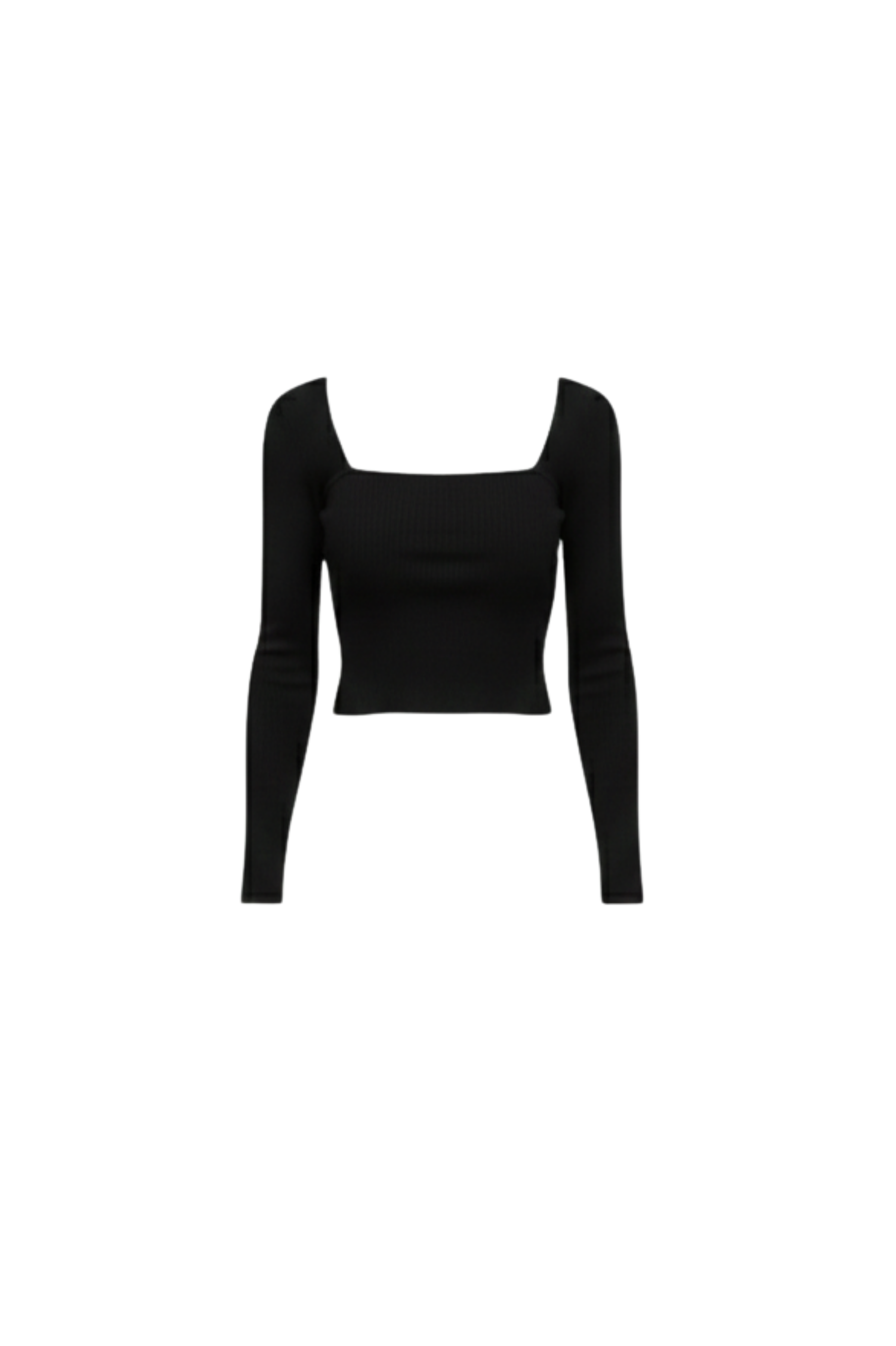 Black Ribbed Halter-Neck Crop Top for Women – Stylish Long Sleeve Party & Casual Wear