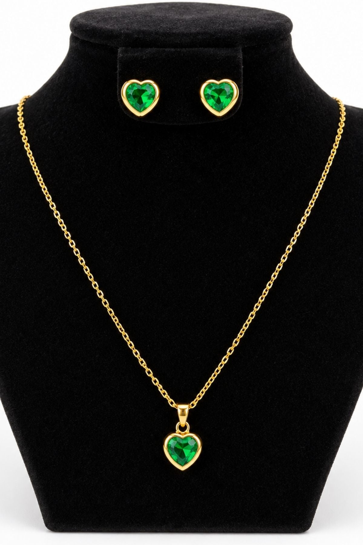 Heart Pendant Necklace & Earrings Set