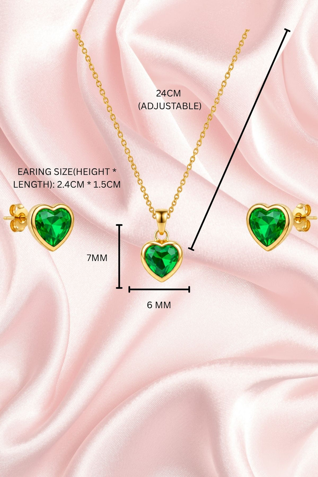 Heart Pendant Necklace & Earrings Set