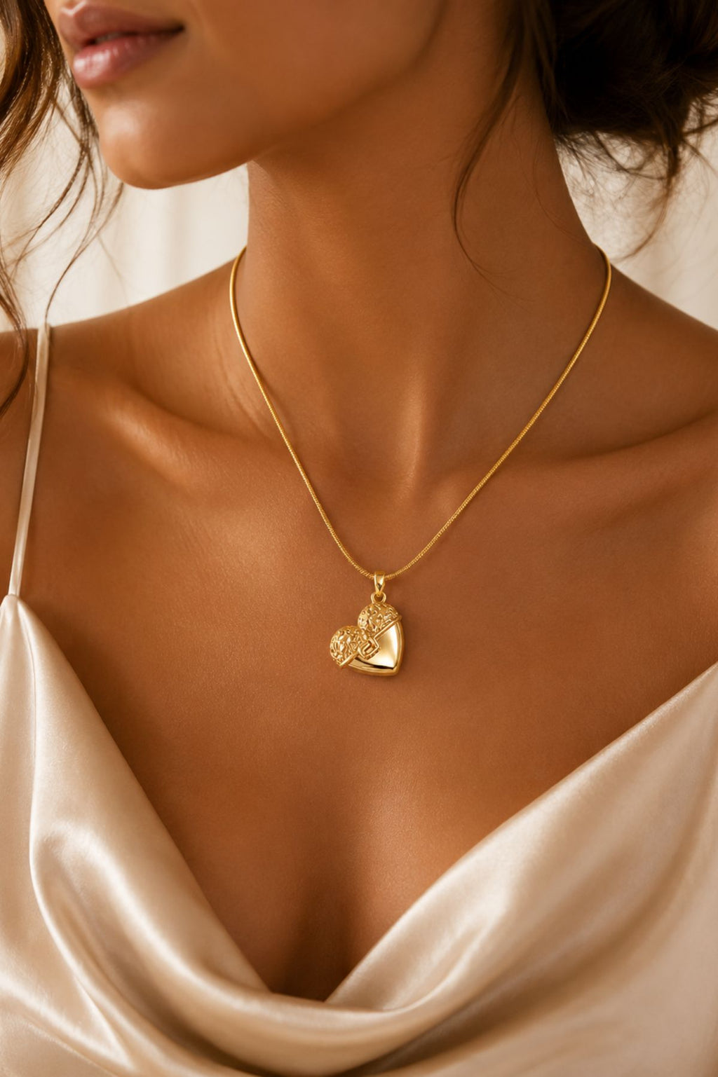 Gold-Plated Heart Pendant Chain