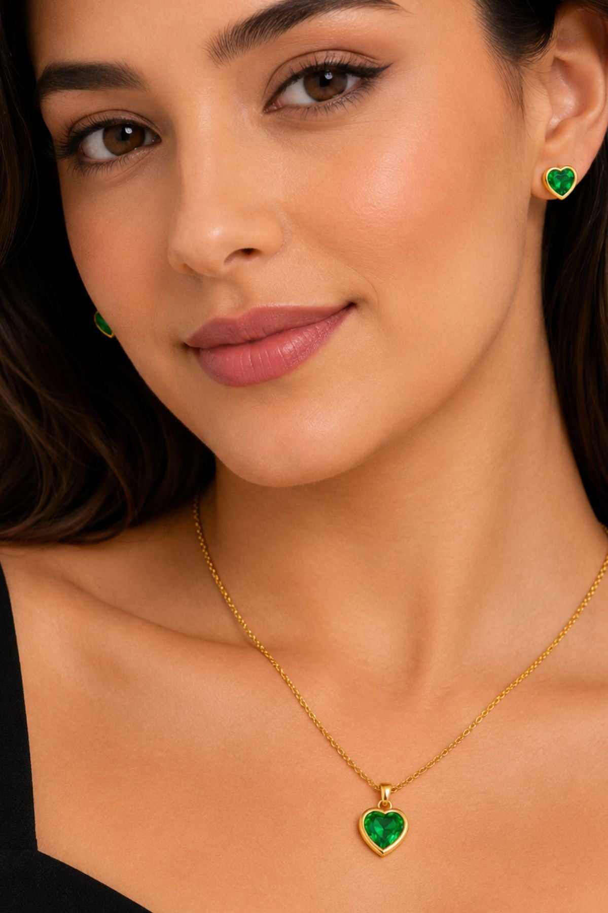 Heart Pendant Necklace & Earrings Set