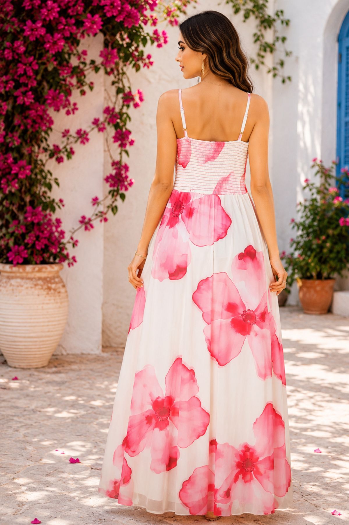 Floral Pink Mesh Maxi Dress