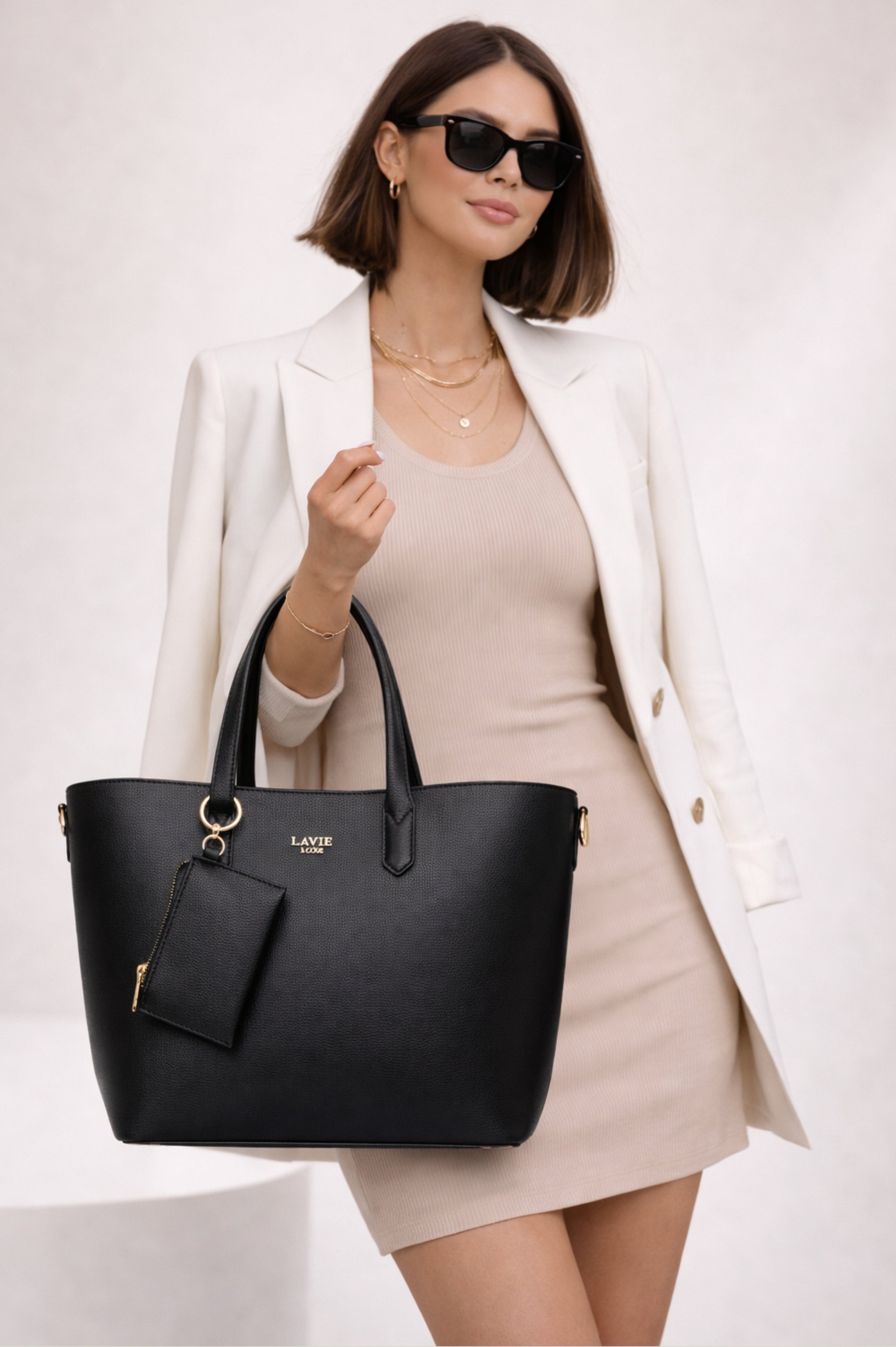 Lavie Luxe Hailey Solid Structured Tote Bag