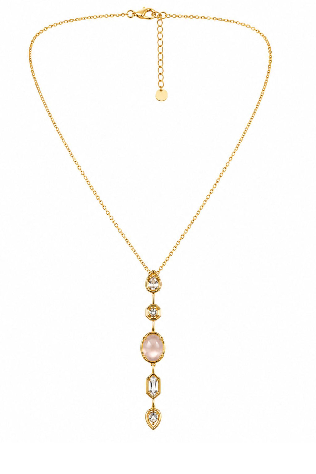 White Stone Drop Pendant Chain