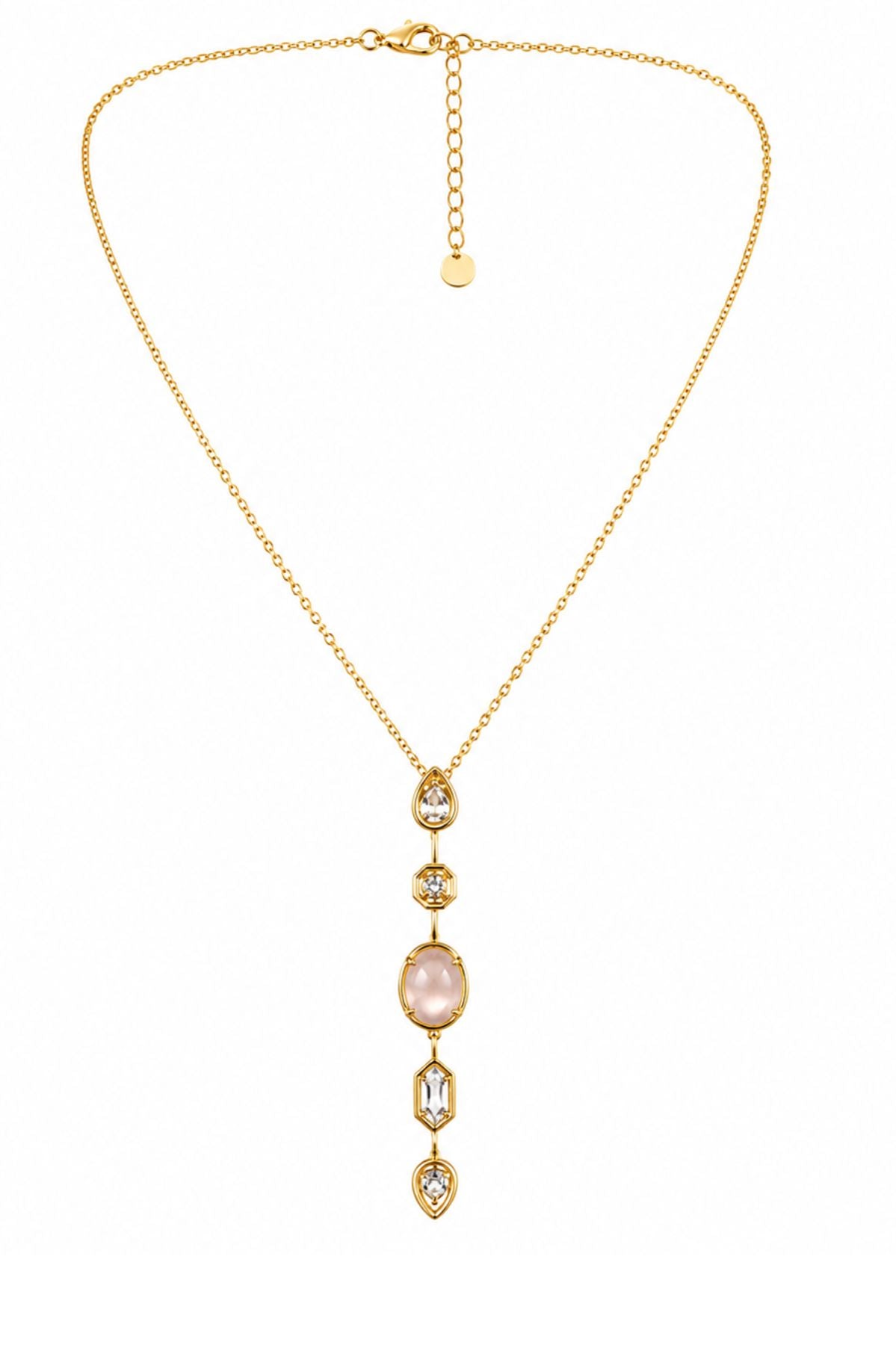 White Stone Drop Pendant Chain
