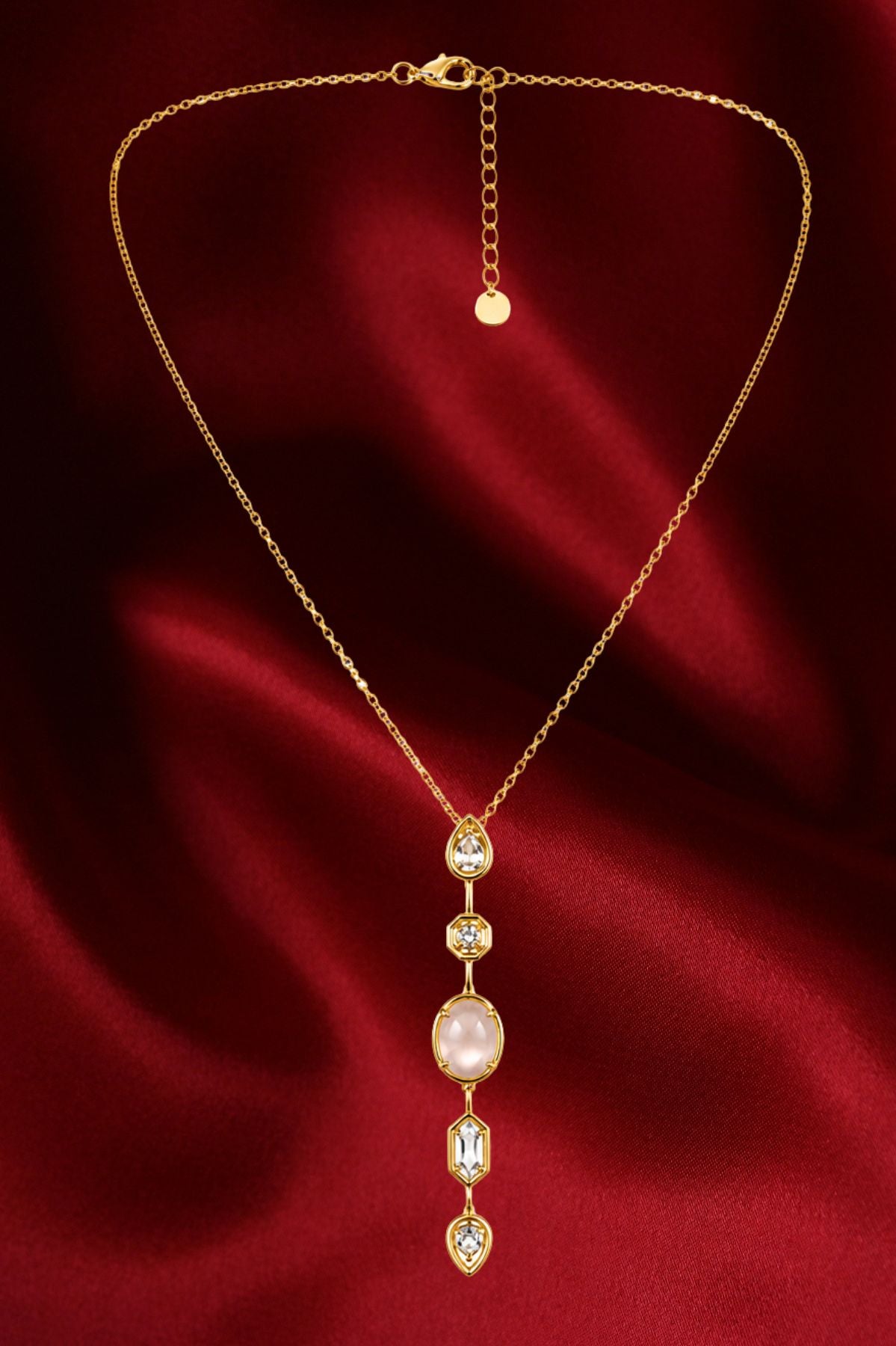 White Stone Drop Pendant Chain