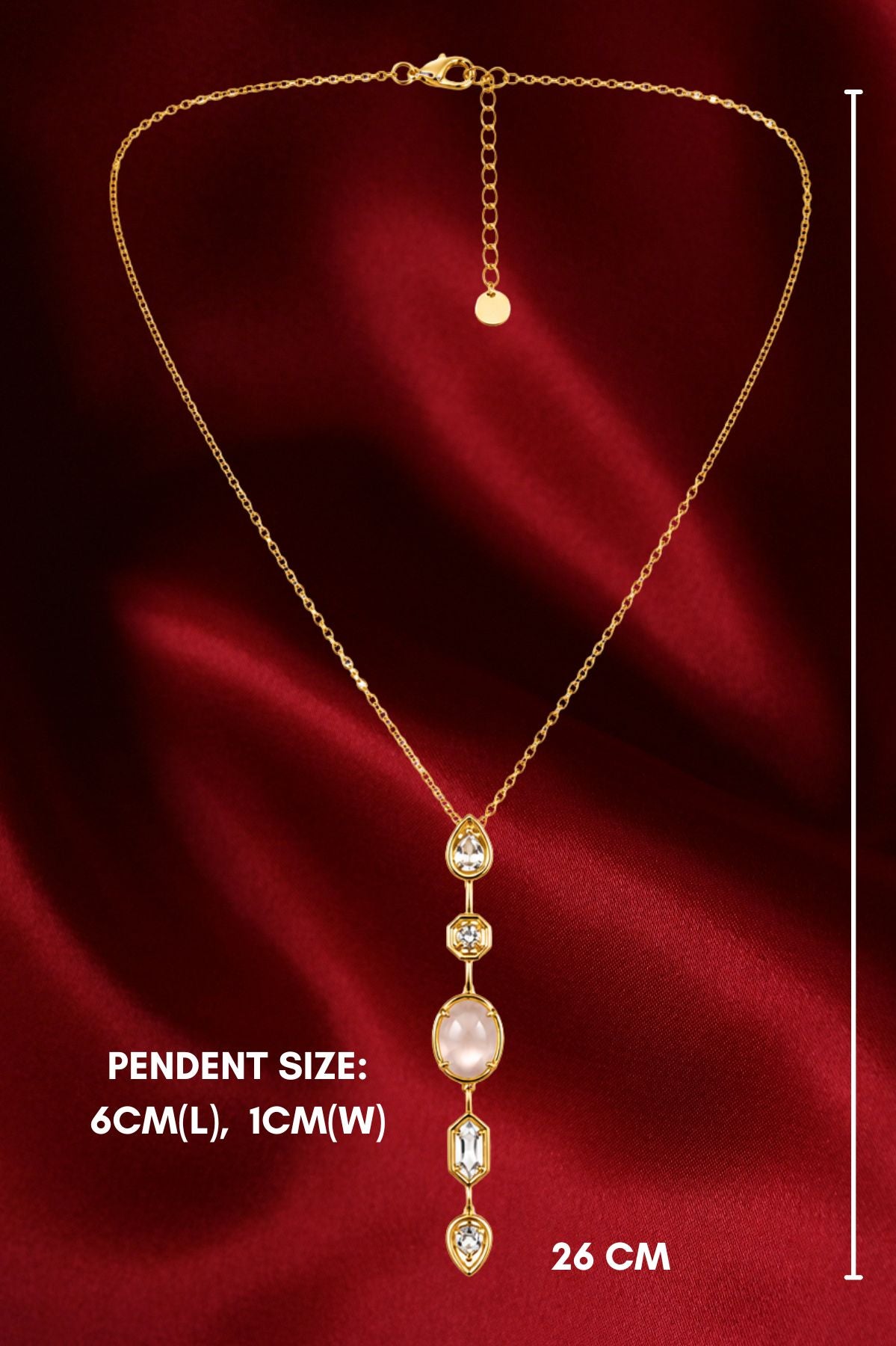 White Stone Drop Pendant Chain