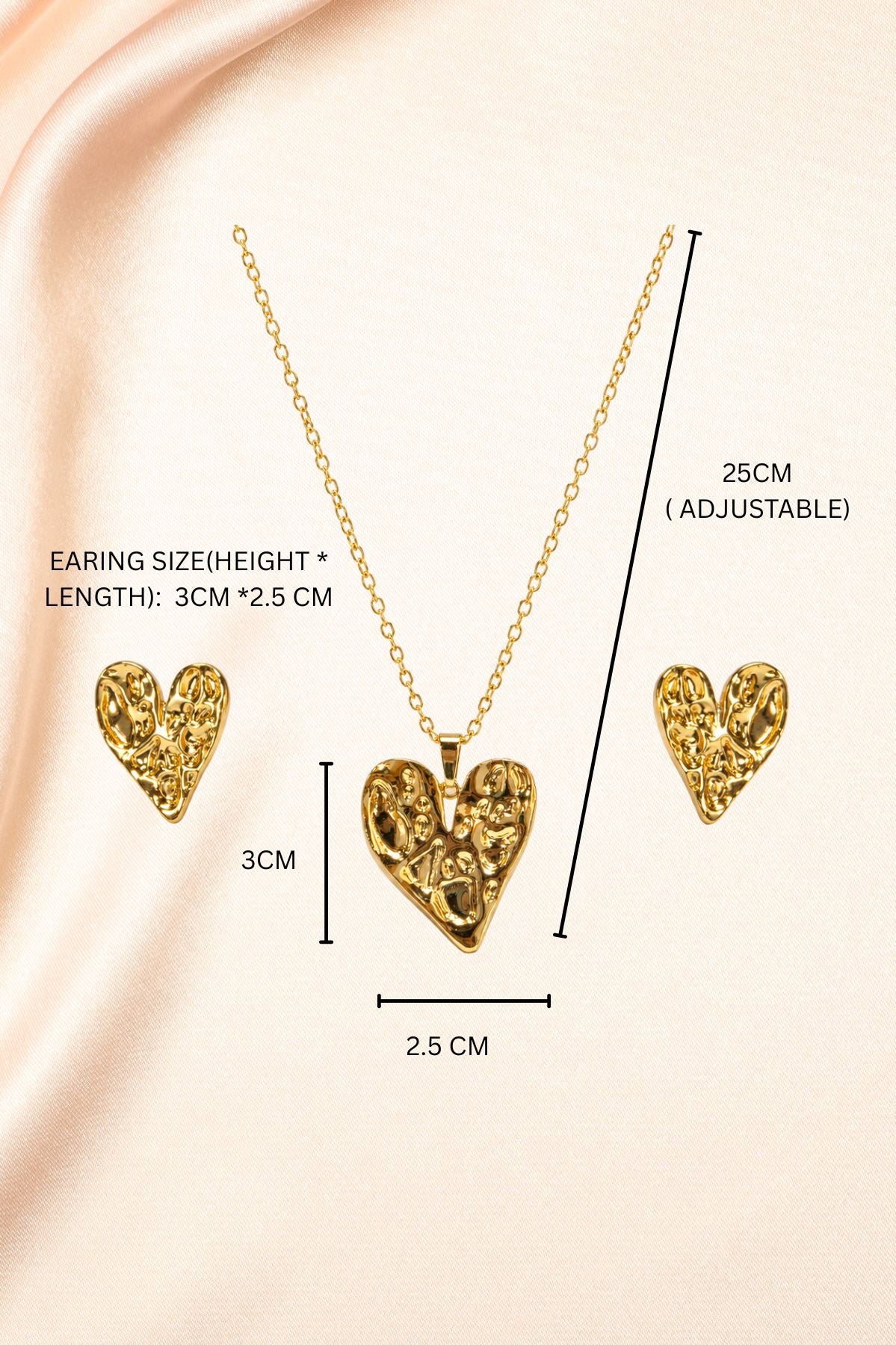 Heart Pendant Necklace & Earrings Set