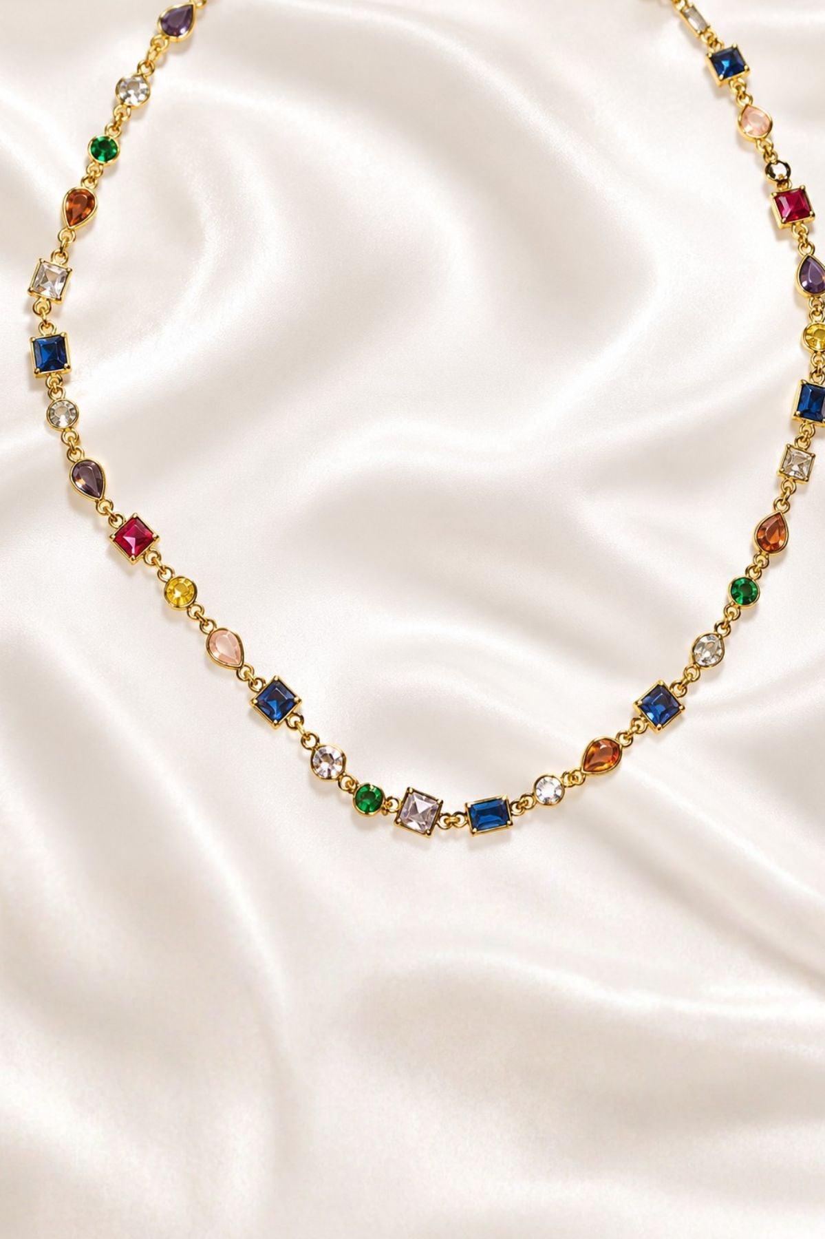 Multicolored Cubic Stone Necklace