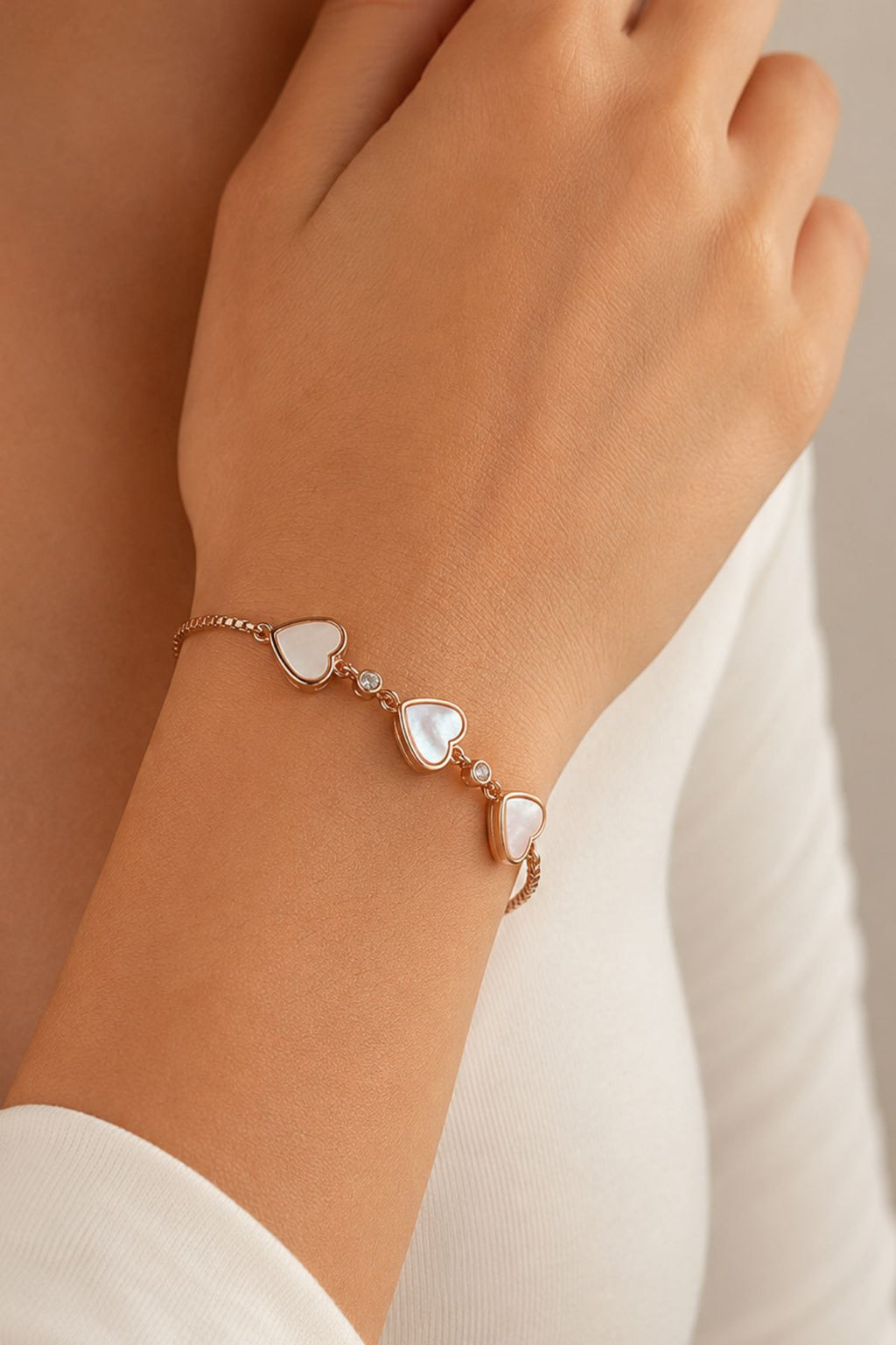 Golden Hearts Charm Diamond Bracelet