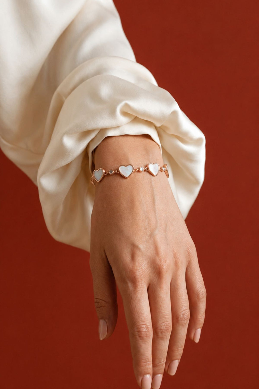 Golden Hearts Charm Diamond Bracelet