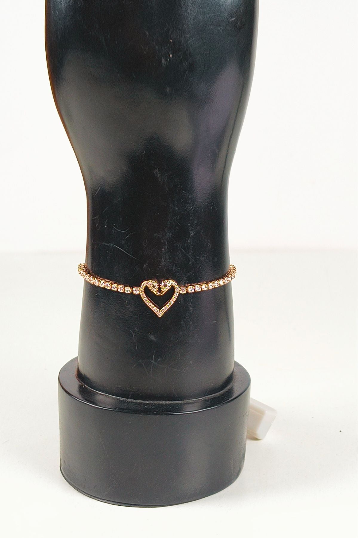 Rhinestone Heart Shaped Drawstring Tennis Bracelet