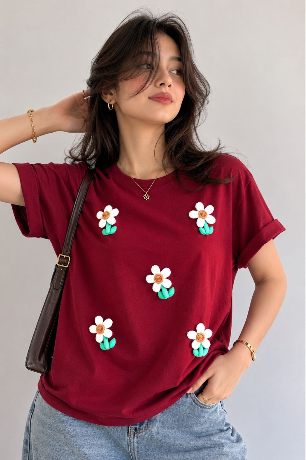 Aira Tee – III | 3D Floral T-Shirt