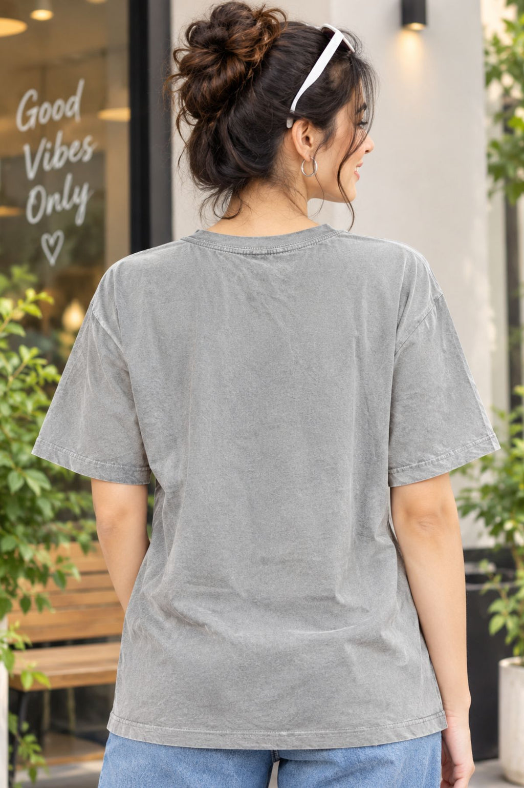 Monochrome Graphic Grey Round Neck Half Sleeve T-Shirt