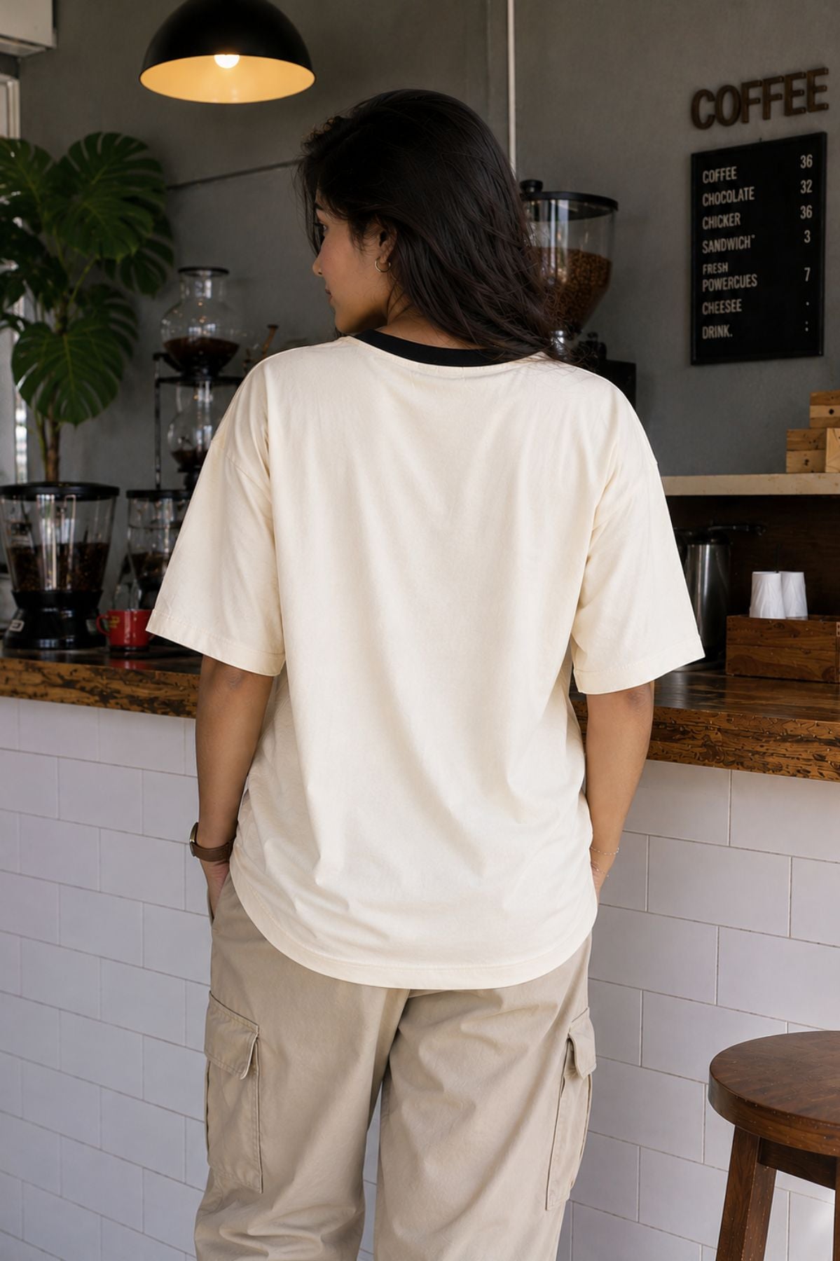 Oversized Coffee Doodle Ringer T-Shirt