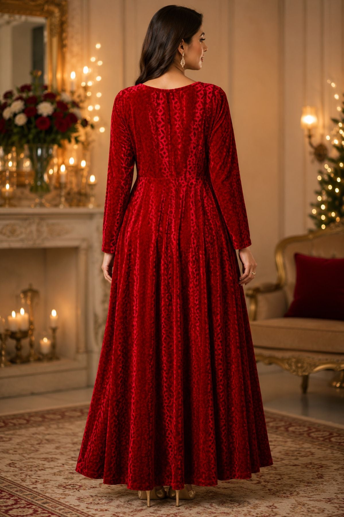 Red Velvet Dress – Long Party Dress