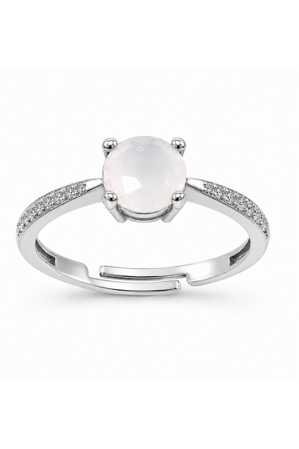 Stone Studded Silver Ring – White Stainless Steel Ring