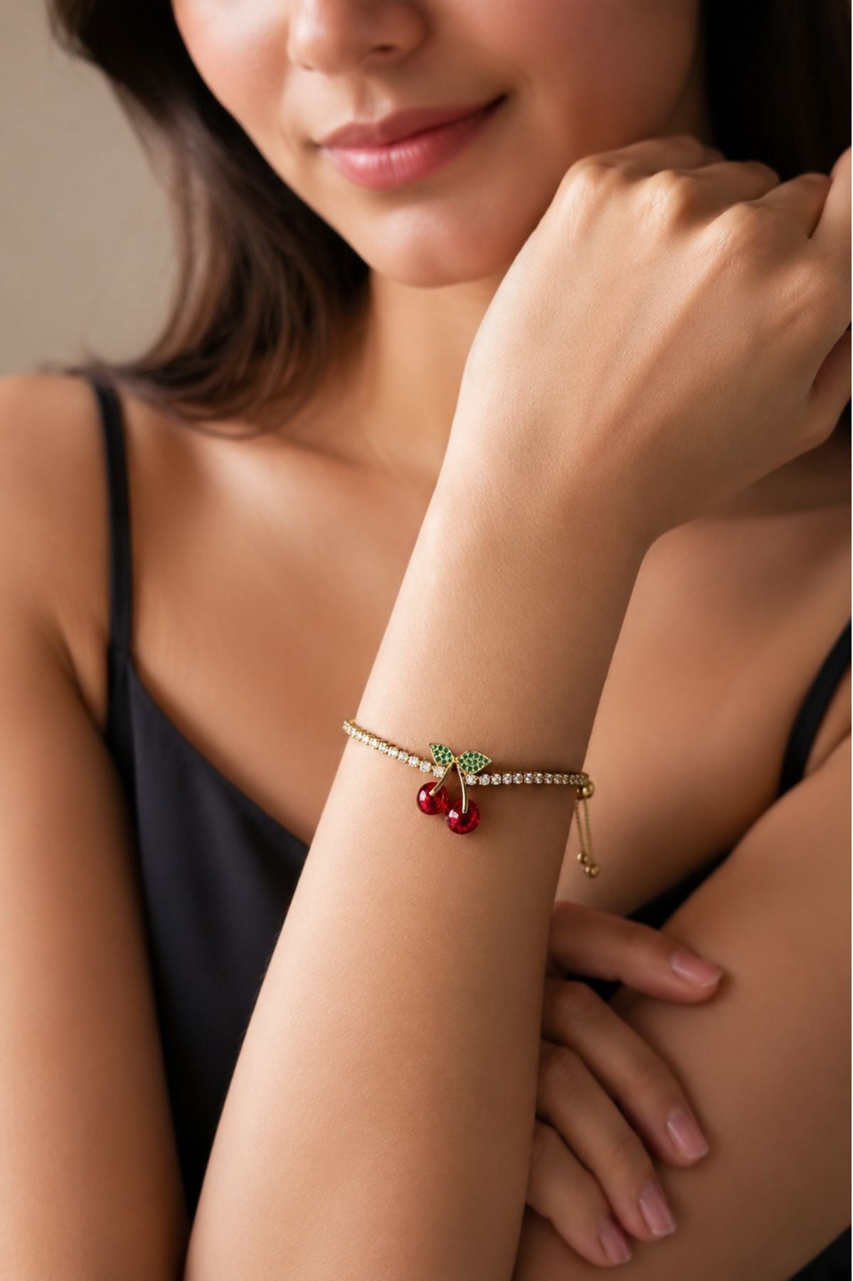 Gold Plated Cherry Charm Bracelet