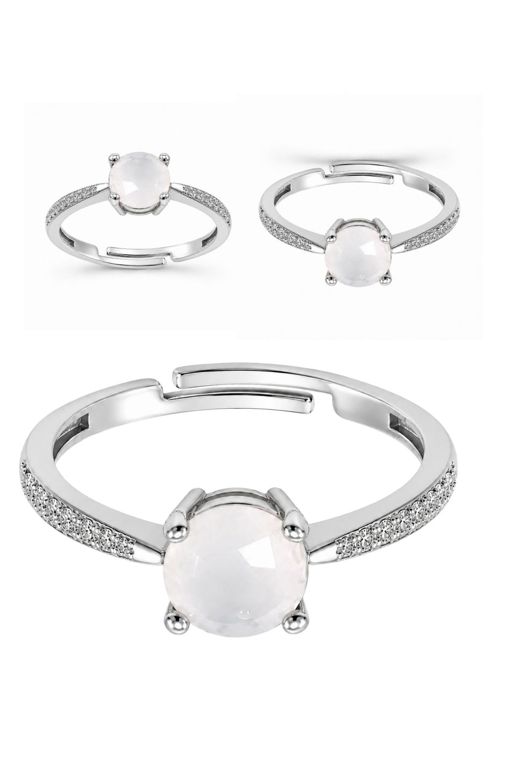 Stone Studded Silver Ring – White Stainless Steel Ring