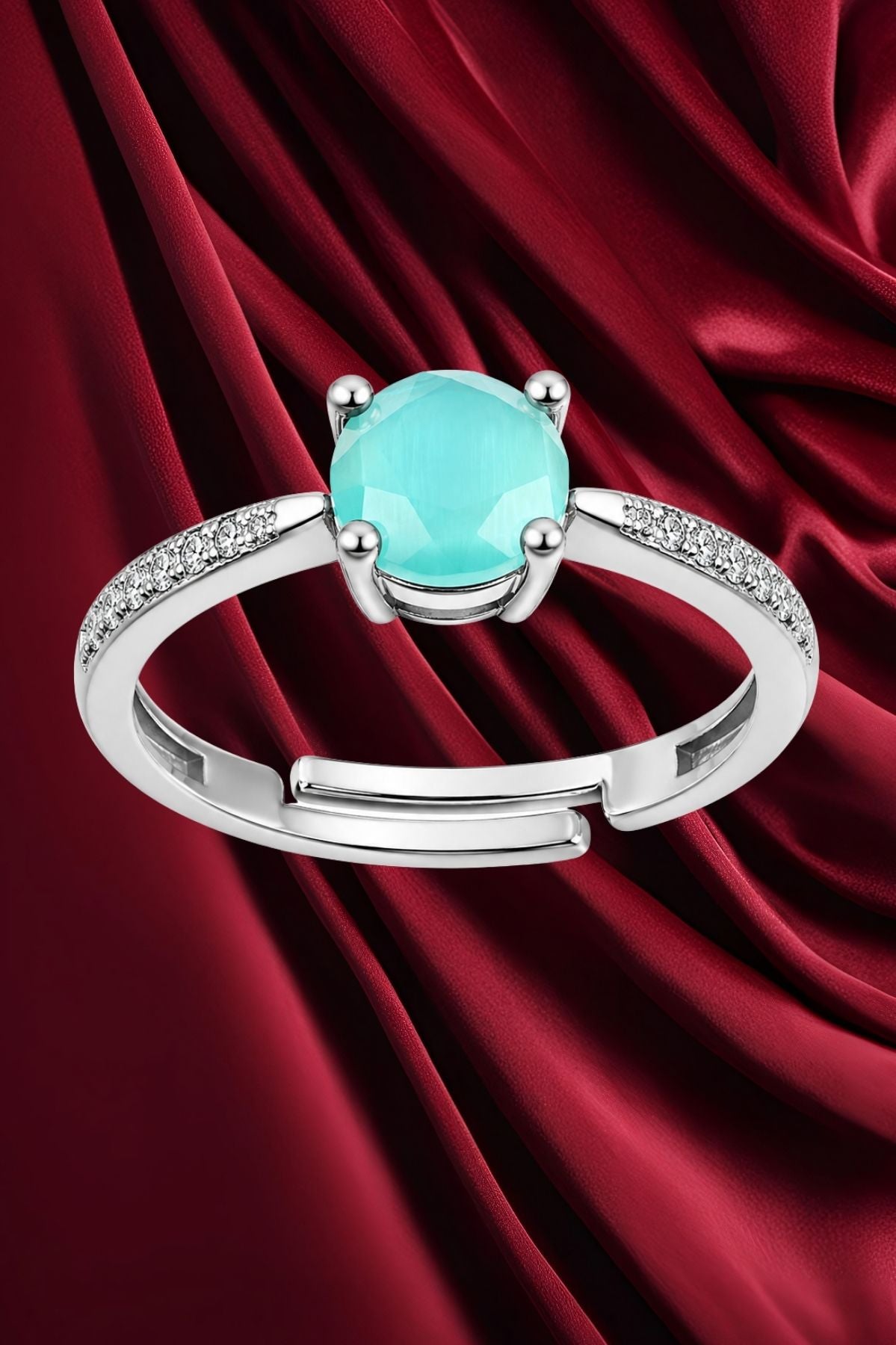 Sea Foam Green Stone Studded Ring – Stainless Steel Ring