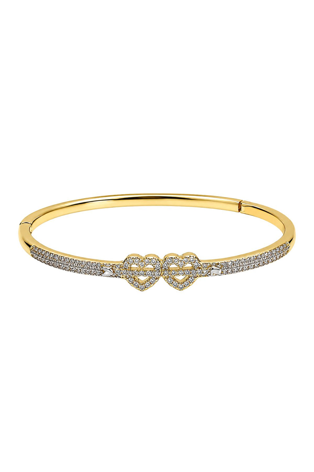 Gold Plated Double Heart Kada Bracelet