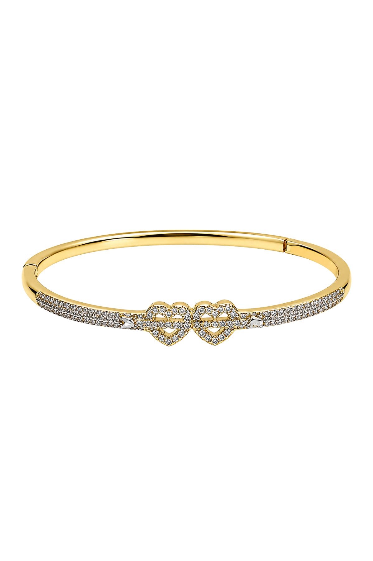 Gold Plated Double Heart Kada Bracelet
