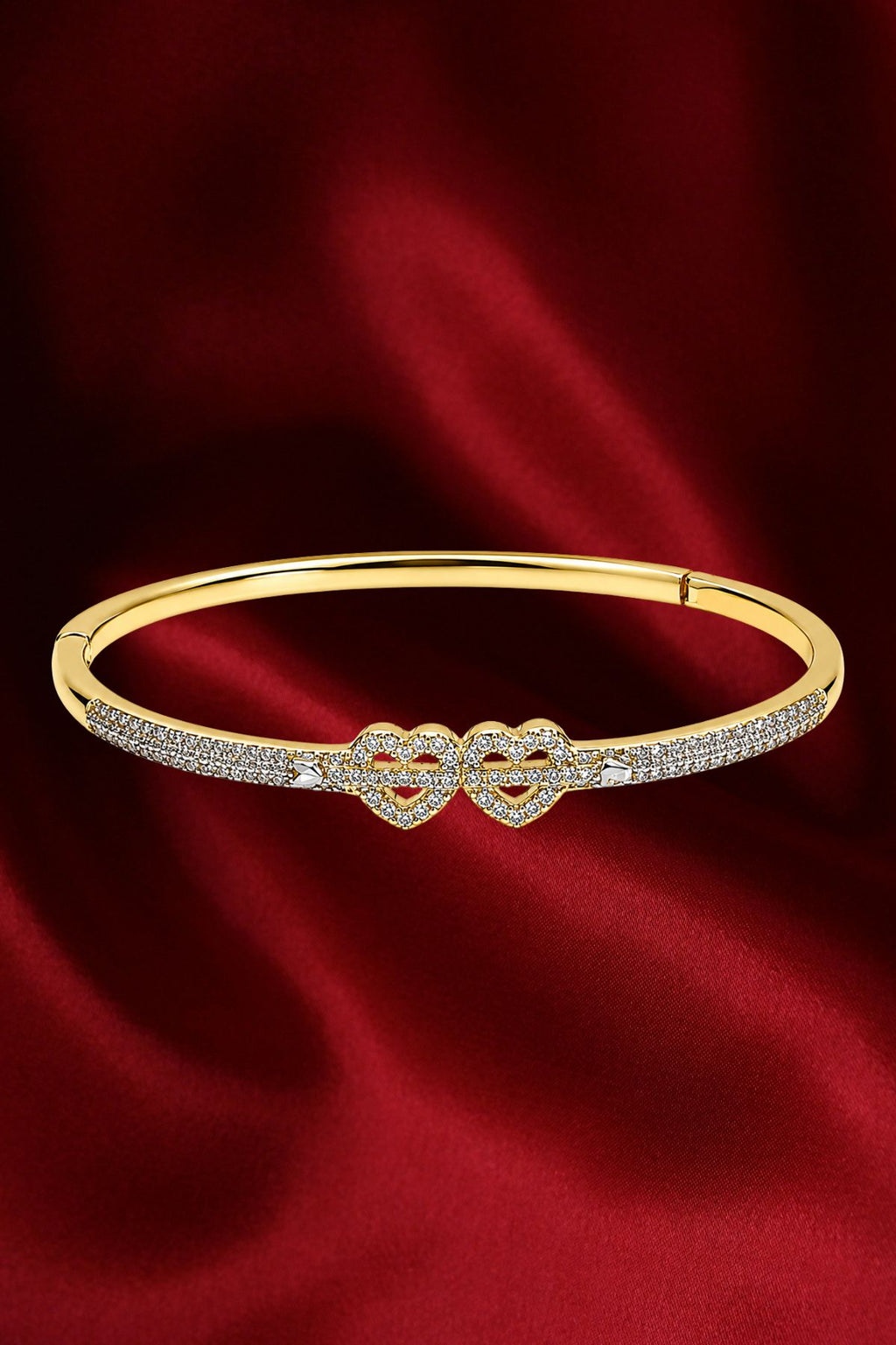 Gold Plated Double Heart Kada Bracelet