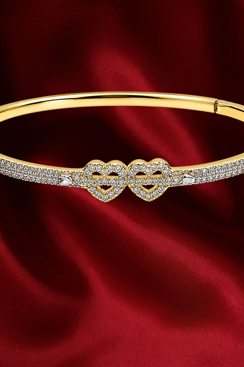 Gold Plated Double Heart Kada Bracelet