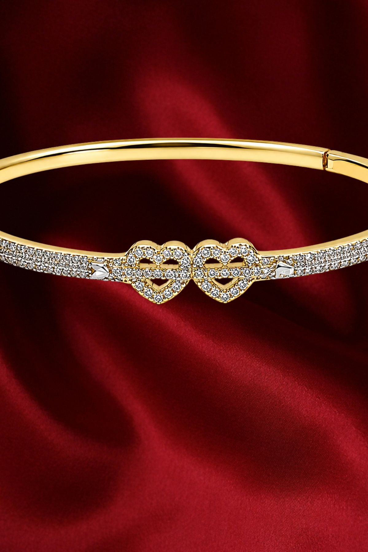 Gold Plated Double Heart Kada Bracelet