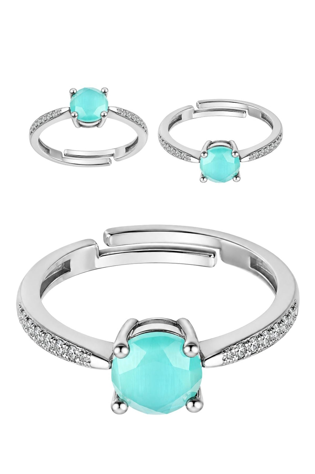 Sea Foam Green Stone Studded Ring – Stainless Steel Ring