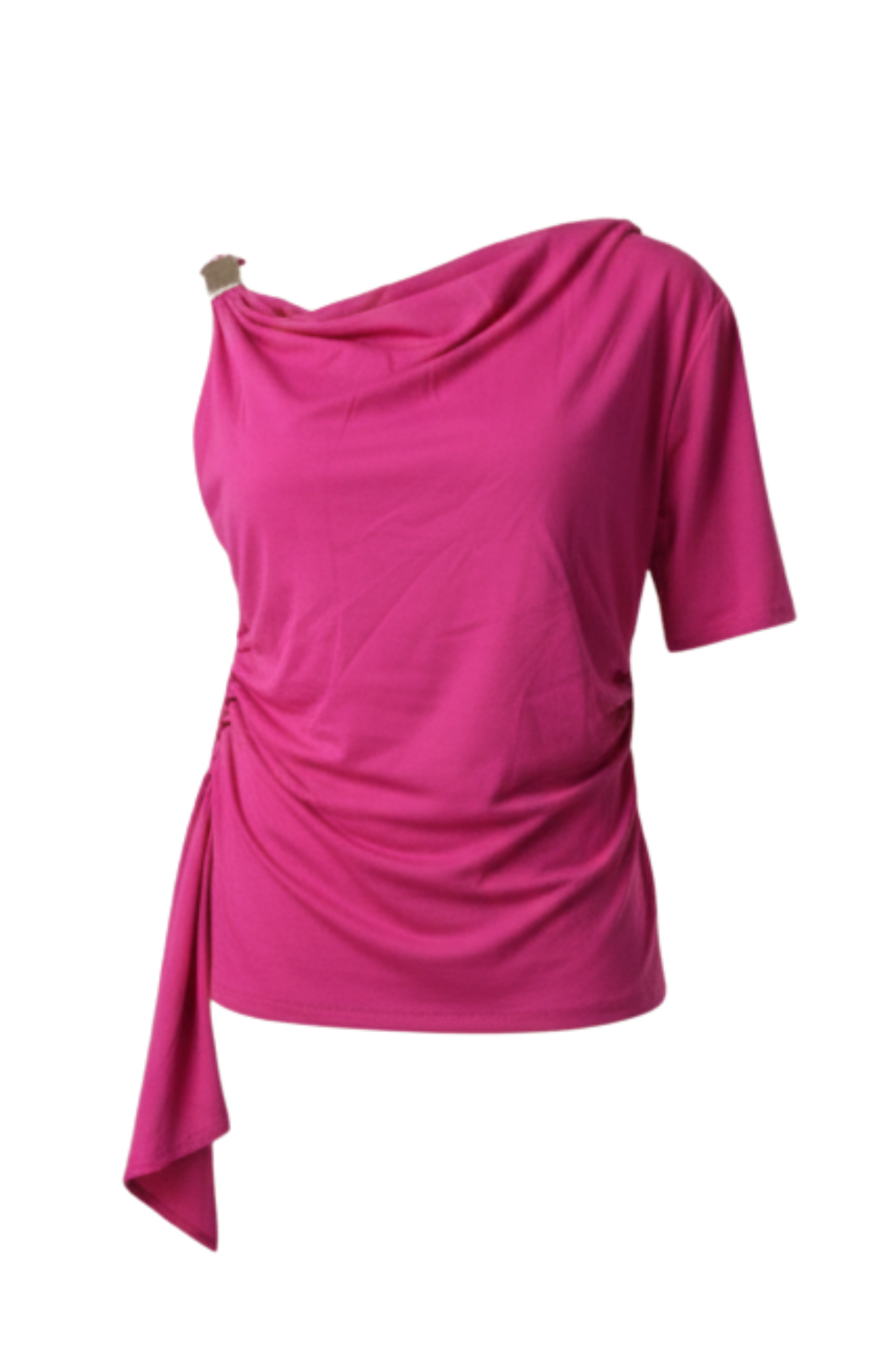 Hot Pink One-Shoulder Ruched Top for Women – Stylish Party & Casual Wear