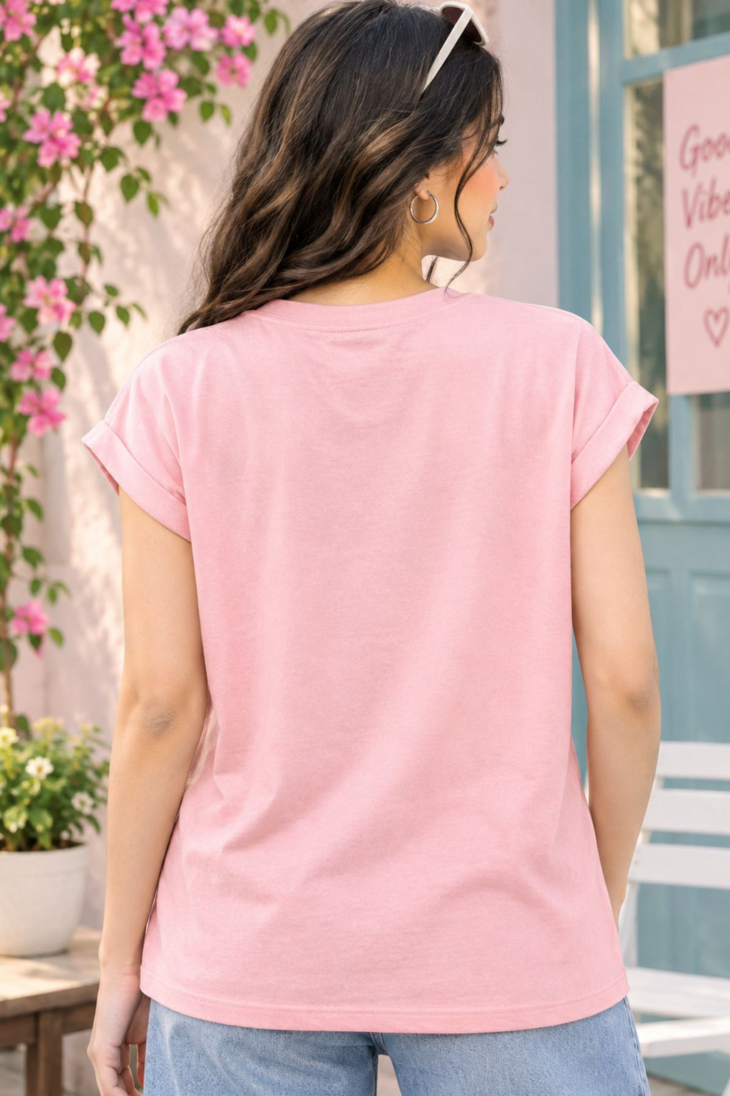 Light Pink Floral Graphic Sleeveless T-Shirt