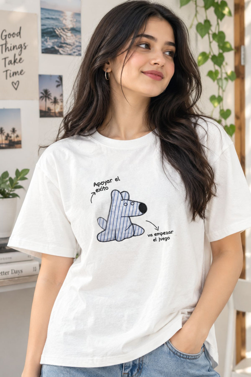 Rhea White Round Neck Half Sleeve T-Shirt