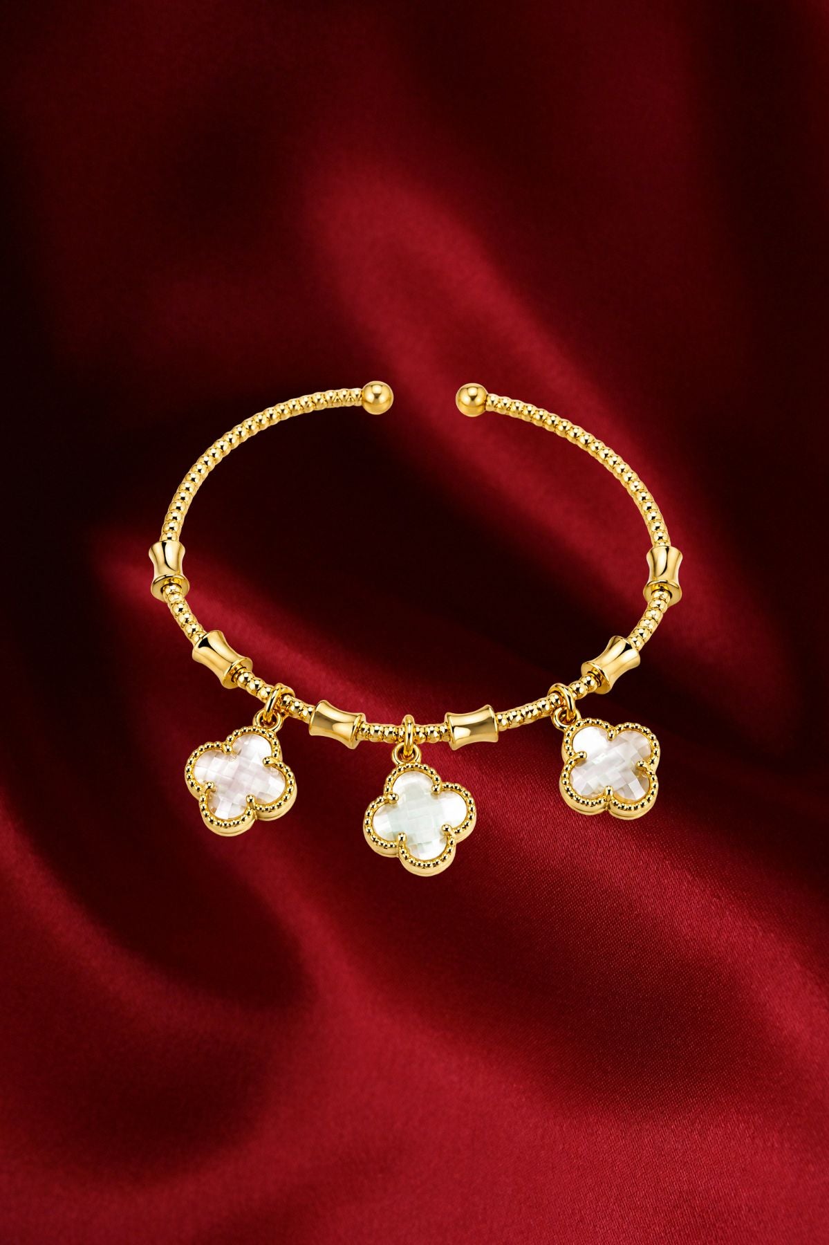 Golden Flower Drop Kada Bracelet – Gold Stainless Steel Bangle