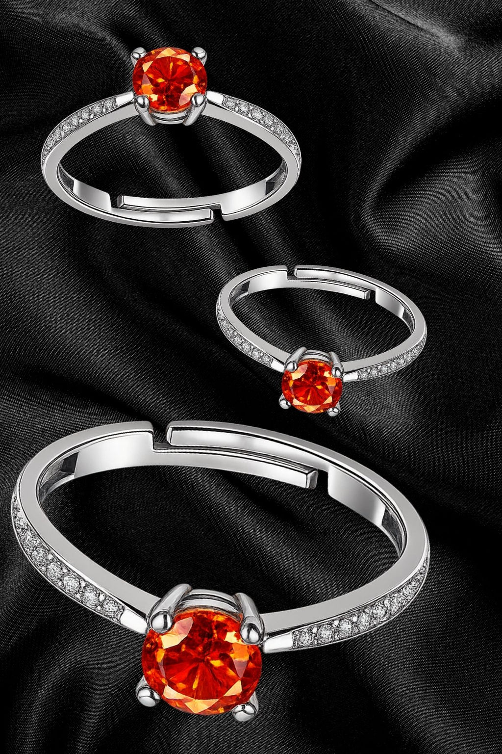 Orange Stone Studded Ring – Stainless Steel Fashion Ring