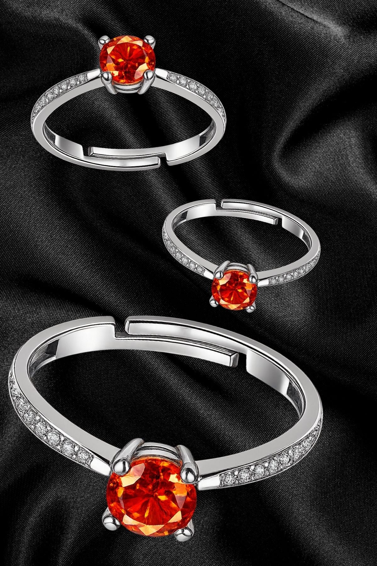 Orange Stone Studded Ring – Stainless Steel Fashion Ring